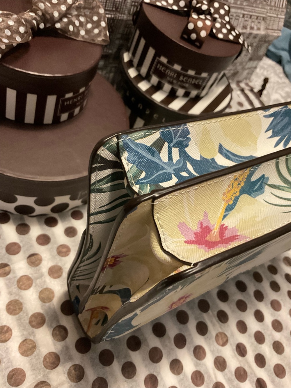 EUC Henri Bendel West 57th Schoolbag in Tropical Floral Print w Dust Bag - Picture 10 of 16
